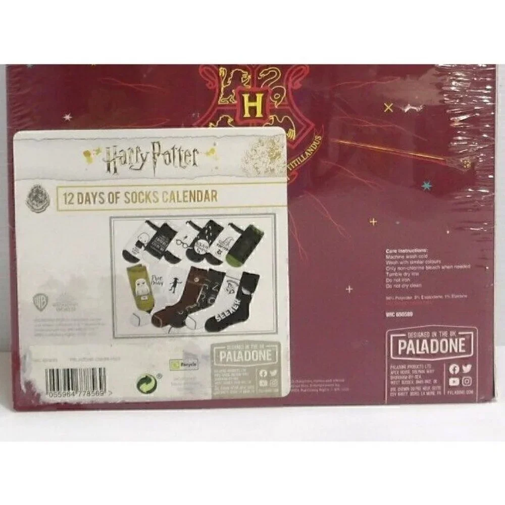 HARRY POTTER Hogwarts Christmas Magic 12 Days of Socks Calendar, Adult size, NEW